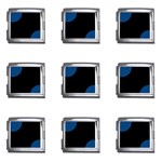 Polka Dots - Dark Cerulean on Black Mega Link Italian Charm (9 pack)
