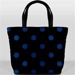 Polka Dots - Dark Cerulean on Black Bucket Bag
