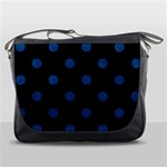 Polka Dots - Dark Cerulean on Black Messenger Bag