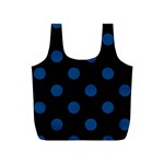 Polka Dots - Dark Cerulean on Black Full Print Recycle Bag (S)
