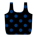 Polka Dots - Dark Cerulean on Black Full Print Recycle Bag (L)