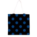 Polka Dots - Dark Cerulean on Black Grocery Light Tote Bag
