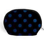 Polka Dots - Dark Cerulean on Black Accessory Pouch (Medium)