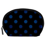 Polka Dots - Dark Cerulean on Black Accessory Pouch (Large)