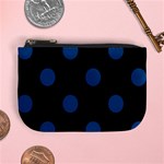 Polka Dots - Dark Cerulean on Black Mini Coin Purse