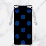 Polka Dots - Dark Cerulean on Black Jewelry Bag