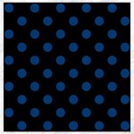Polka Dots - Dark Cerulean on Black Canvas 16  x 16 