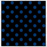 Polka Dots - Dark Cerulean on Black Canvas 20  x 20 