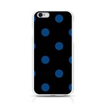 Polka Dots - Dark Cerulean on Black Apple iPhone 6/6S Silicone Case (Transparent)