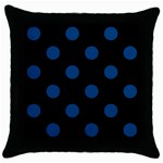 Polka Dots - Dark Cerulean on Black Throw Pillow Case (Black)