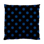 Polka Dots - Dark Cerulean on Black Standard Cushion Case (One Side)