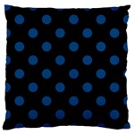 Polka Dots - Dark Cerulean on Black Large Cushion Case (Two Sides)