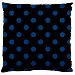 Polka Dots - Dark Cerulean on Black Standard Flano Cushion Case (Two Sides)