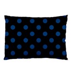Polka Dots - Dark Cerulean on Black Pillow Case (Two Sides)