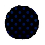 Polka Dots - Dark Cerulean on Black Standard 15  Premium Round Cushion