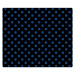 Polka Dots - Dark Cerulean on Black Double Sided Flano Blanket (Small)