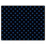 Polka Dots - Dark Cerulean on Black Double Sided Flano Blanket (Medium)
