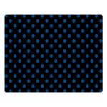 Polka Dots - Dark Cerulean on Black Double Sided Flano Blanket (Large)