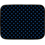 Polka Dots - Dark Cerulean on Black Double Sided Fleece Blanket (Mini)