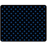 Polka Dots - Dark Cerulean on Black Fleece Blanket (Medium) (One Side)