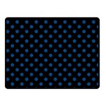 Polka Dots - Dark Cerulean on Black Fleece Blanket (Small) (One Side)
