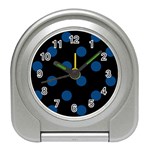 Polka Dots - Dark Cerulean on Black Desk Alarm Clock