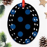 Polka Dots - Dark Cerulean on Black Ornament (Bell) Ornament (Oval Filigree)