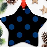 Polka Dots - Dark Cerulean on Black Star Ornament (Two Sides)