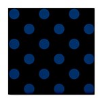 Polka Dots - Dark Cerulean on Black Tile Coaster