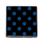 Polka Dots - Dark Cerulean on Black Memory Card Reader (Square)