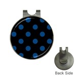 Polka Dots - Dark Cerulean on Black Golf Ball Marker Hat Clip