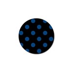 Polka Dots - Dark Cerulean on Black Golf Ball Marker