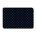 Polka Dots - Dark Cerulean on Black Small Doormat