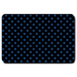 Polka Dots - Dark Cerulean on Black Large Doormat