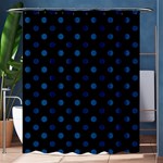 Polka Dots - Dark Cerulean on Black Shower Curtain 60  x 72  (Medium)