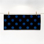 Polka Dots - Dark Cerulean on Black Hand Towel