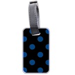 Polka Dots - Dark Cerulean on Black Luggage Tag (Two Sides)