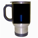 Polka Dots - Dark Cerulean on Black Travel Mug (Silver Gray)
