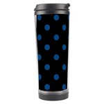 Polka Dots - Dark Cerulean on Black Travel Tumbler