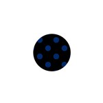 Polka Dots - Dark Cerulean on Black 1  Mini Button
