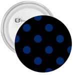 Polka Dots - Dark Cerulean on Black 3  Button