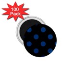 Polka Dots - Dark Cerulean on Black 1.75  Magnet (100 pack)