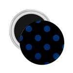 Polka Dots - Dark Cerulean on Black 2.25  Magnet