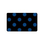 Polka Dots - Dark Cerulean on Black Magnet (Name Card)