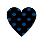Polka Dots - Dark Cerulean on Black Magnet (Heart)