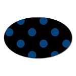 Polka Dots - Dark Cerulean on Black Magnet (Oval)