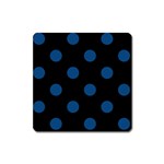 Polka Dots - Dark Cerulean on Black Magnet (Square)
