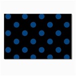 Polka Dots - Dark Cerulean on Black Postcard 4  x 6 
