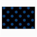 Polka Dots - Dark Cerulean on Black Postcards 5  x 7  (Pkg of 10)