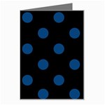 Polka Dots - Dark Cerulean on Black Greeting Card